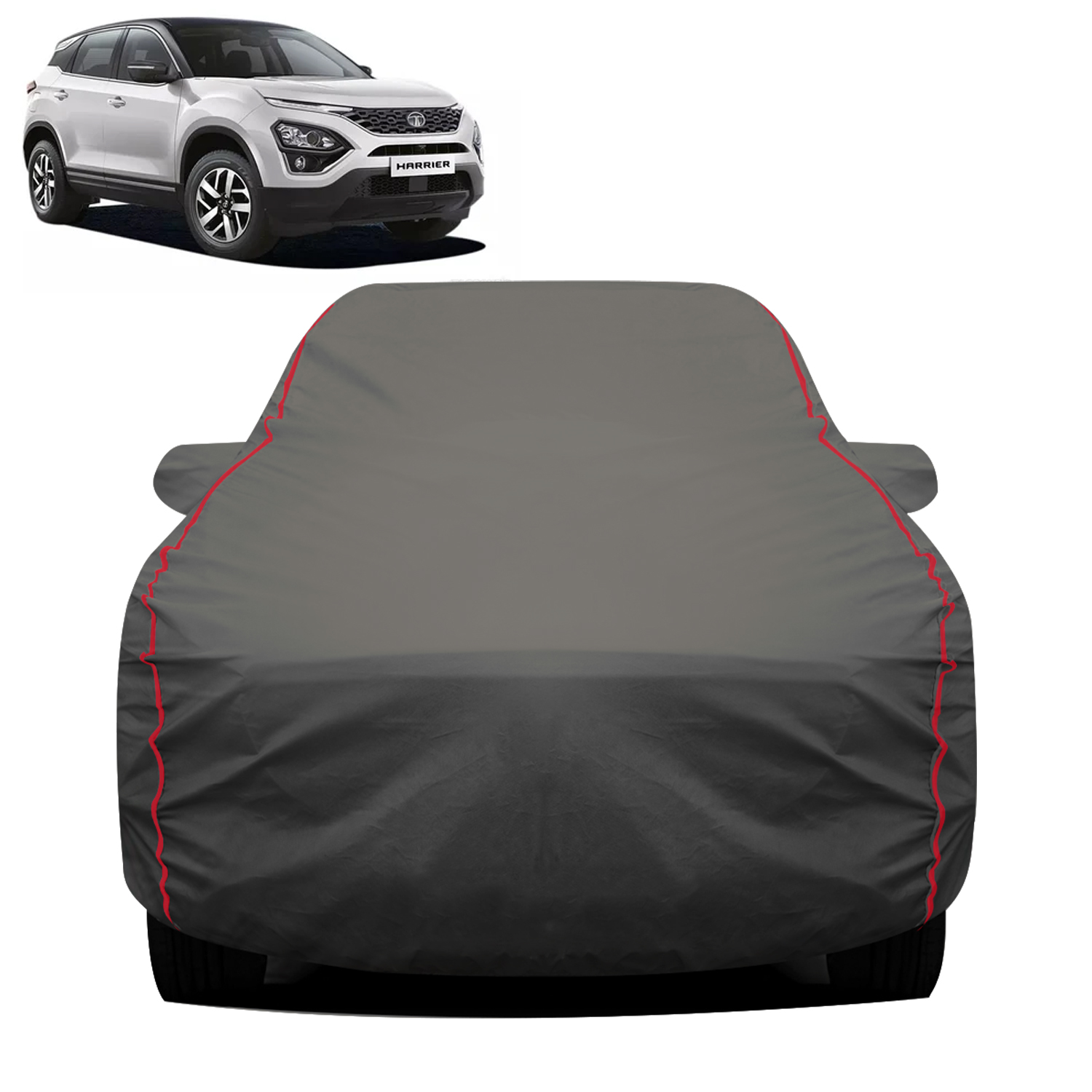 Carzex 2X2 Heavy Duty Red Border Car Body Cover for Tata Harrier